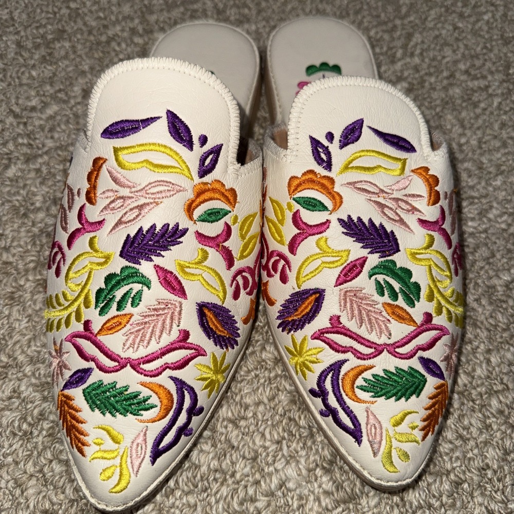 Moroccan Babouche Kacem Embroidered‎ Wedding Mules Slippers Size 5 Slip Ons